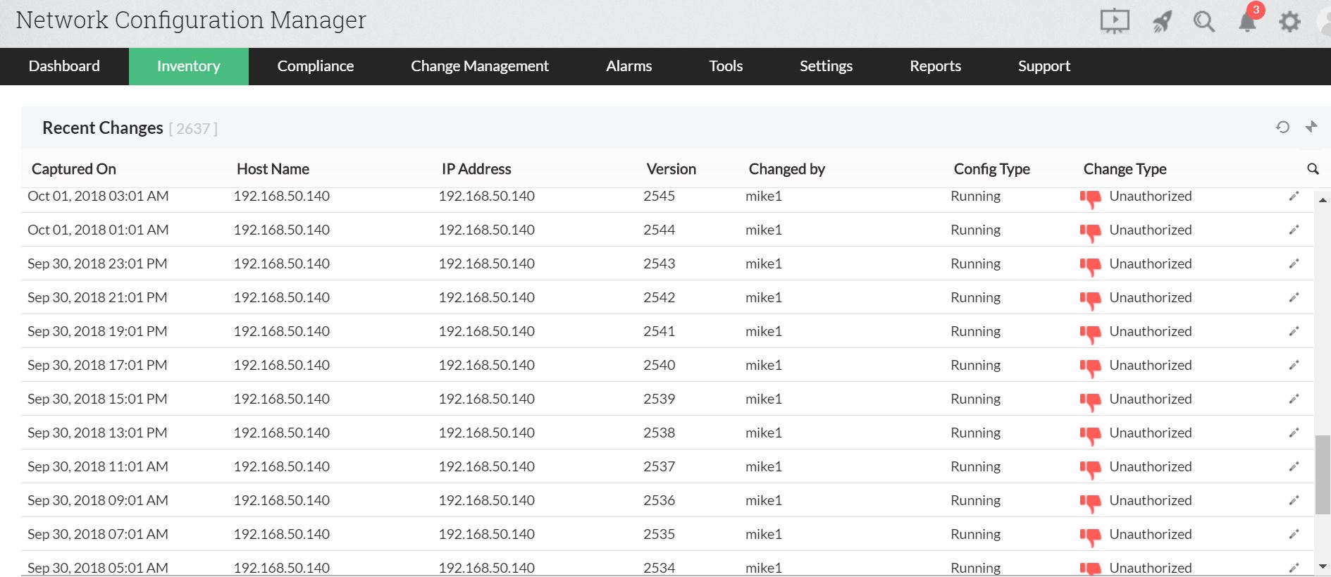 Seguimiento de Cambios de Configuración en Tiempo Real